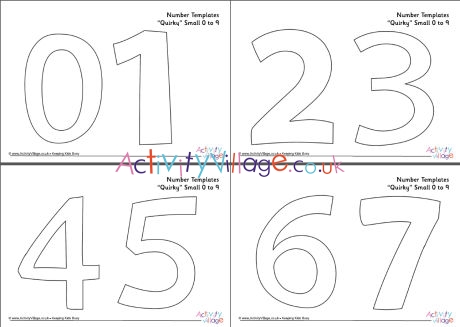 Number templates 0 to 9 quirky small