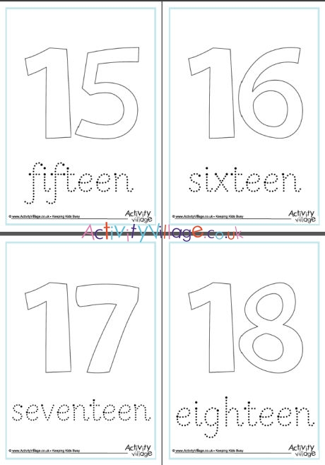 Number word tracing worksheets eleven to twenty