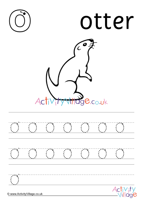 O is for otter handwriting worksheet