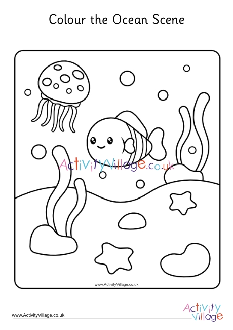 Ocean scene colouring page