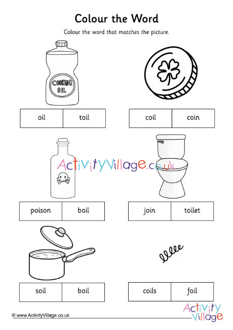 Digraph Oi Worksheets - Read the words in the box, then write. - Audrey