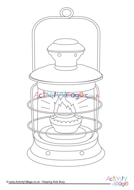 Oil lamp colouring page