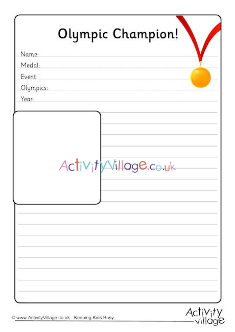 Olympic Champion Notebooking Page