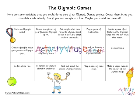 Olympic Games Activities Sheet 