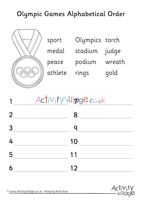 olympic-games-alphabetical-order-worksheet