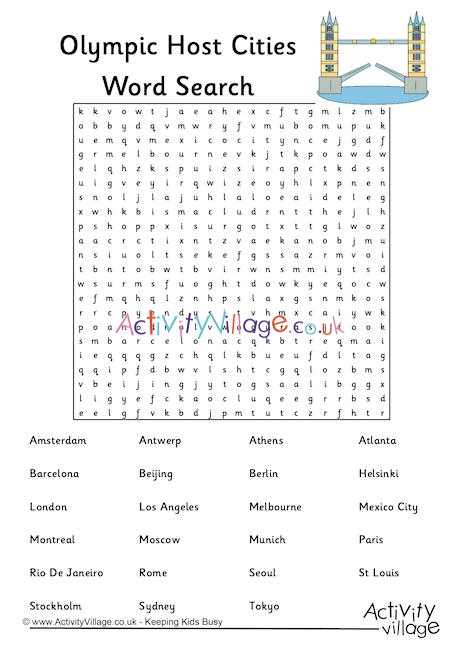 Olympic host cities word search