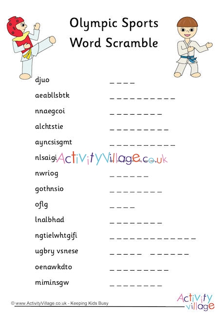 Olympic Sports Word Scramble 1