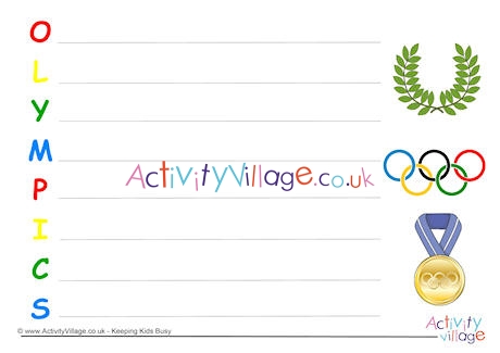 Olympics acrostic poem printable 2