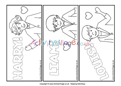 One direction colouring bookmarks 2