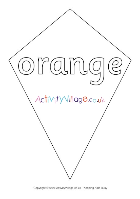 Orange kite colouring page