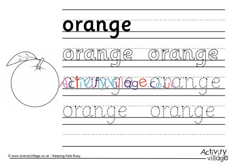 Orange Handwriting Worksheet