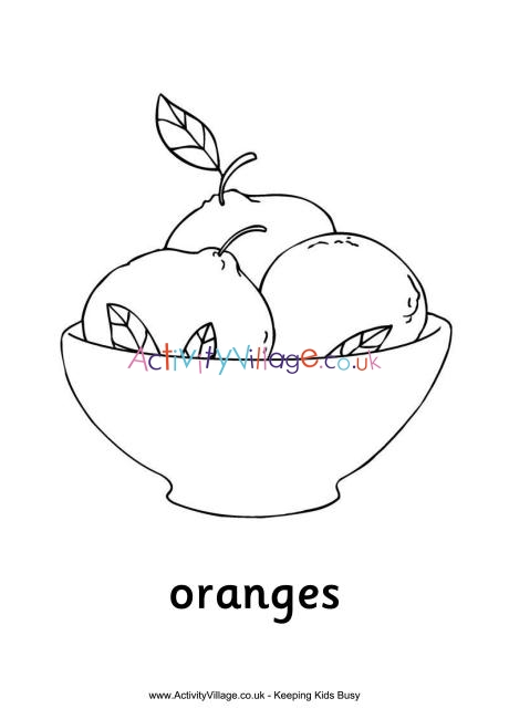 Oranges colouring page