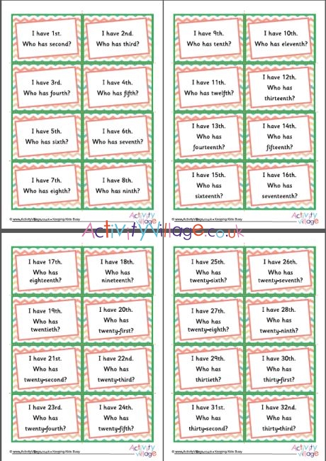 Ordinal numbers - Around the World cards