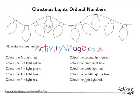 Ordinal numbers worksheet - Christmas 1