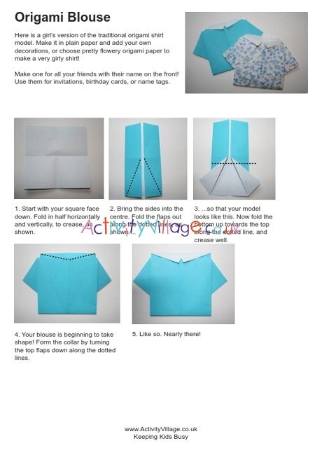 Origami blouse instructions