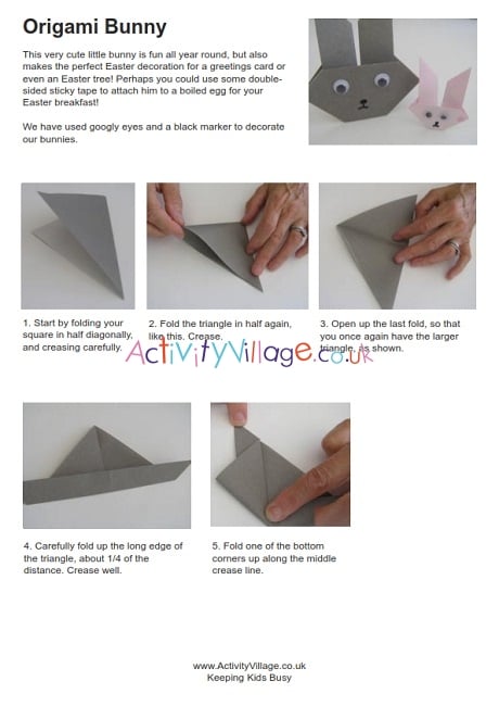 Origami bunny instructions
