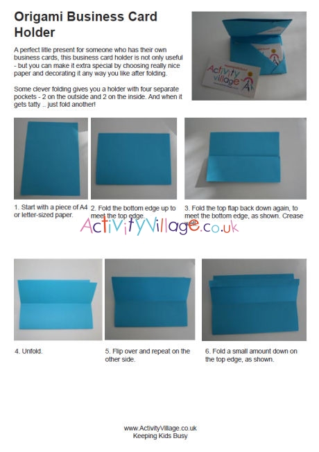 Origami business card holder instructions