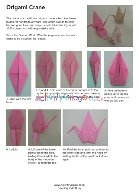 Origami crane instructions