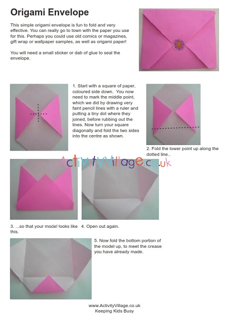 Origami envelope instructions