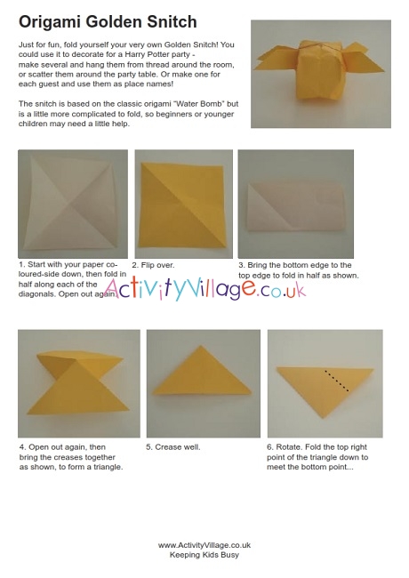 Origami golden snitch instructions