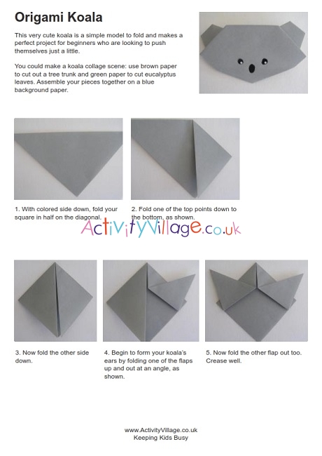 Origami koala instructions