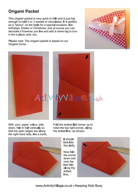 Origami packet instructions