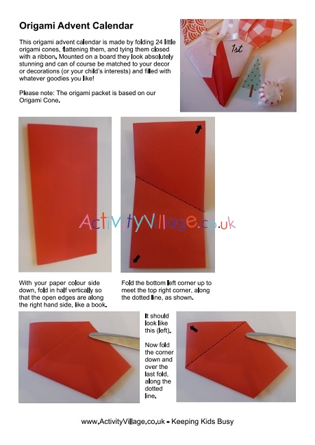 Origami packets advent calendar instructions