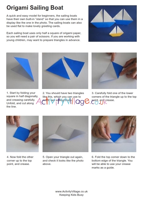 Origami sailing boat instructions