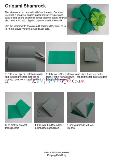 Origami shamrock instructions