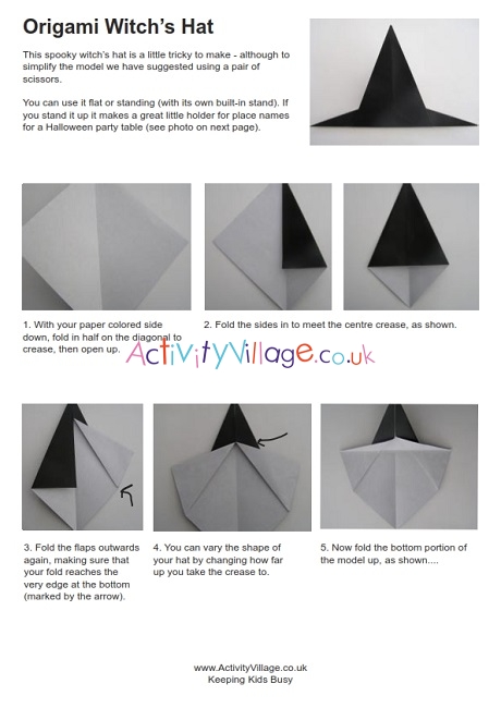 Origami witch's hat instructions