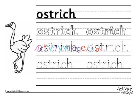 Ostrich Handwriting Worksheet