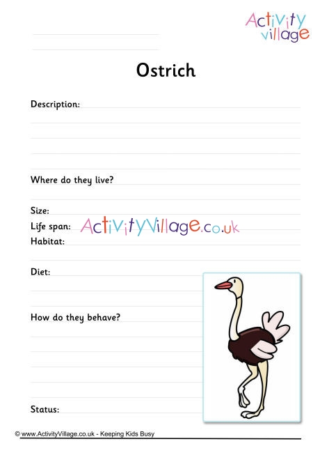 Ostrich Worksheet