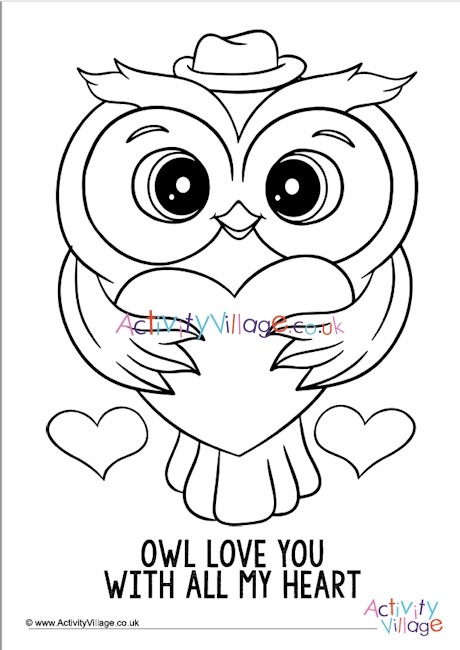 Owl always love you colouring page