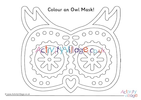 Owl mask colouring page