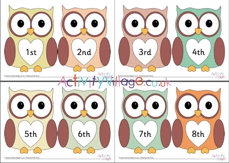 Owl ordinal numbers 1-10