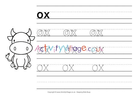 Ox handwriting worksheet