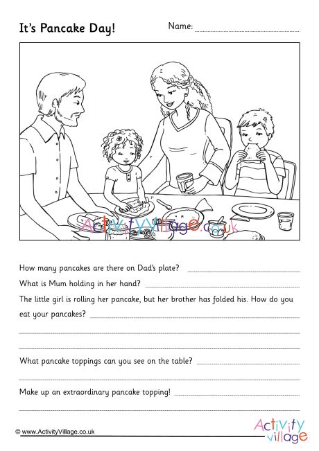 Pancake Day questions worksheet 1