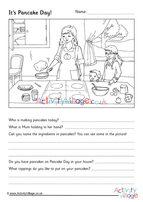 Pancake Day questions worksheet 2