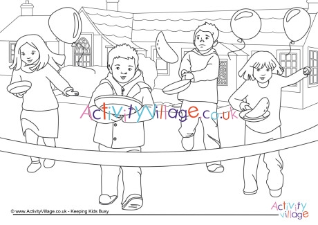 Pancake Day race colouring page