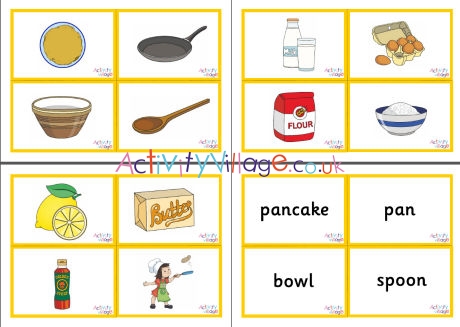 Pancake Day vocabulary matching cards