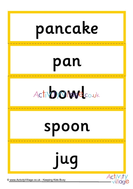 Pancake Day word cards