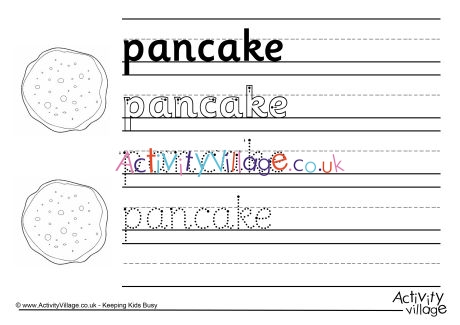 Pancake handwriting worksheet