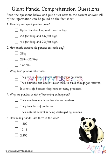 Panda Comprehension - Multiple Choice 