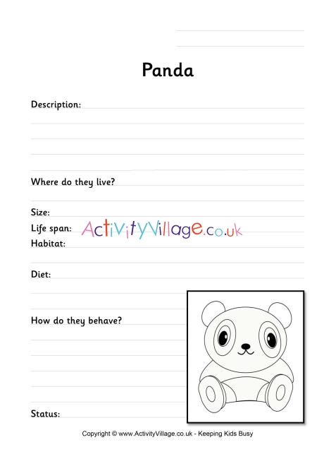 Panda worksheet