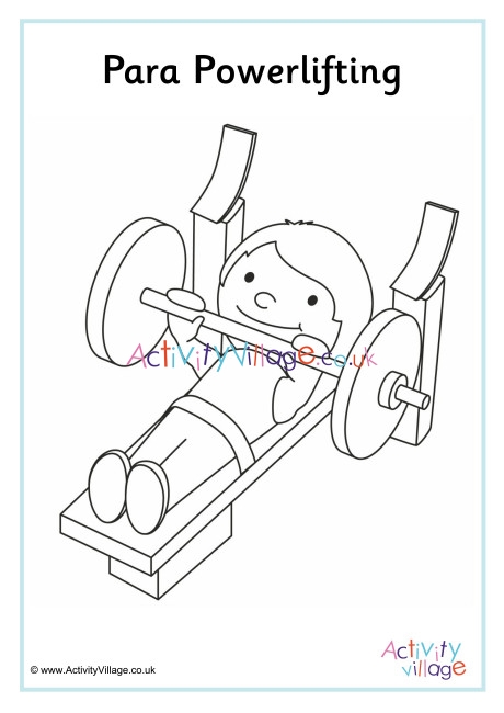 Para Powerlifting Colouring Page
