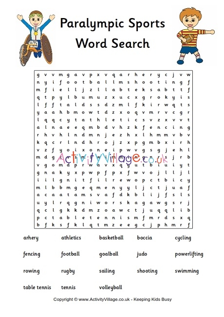 Paralympic sports word search