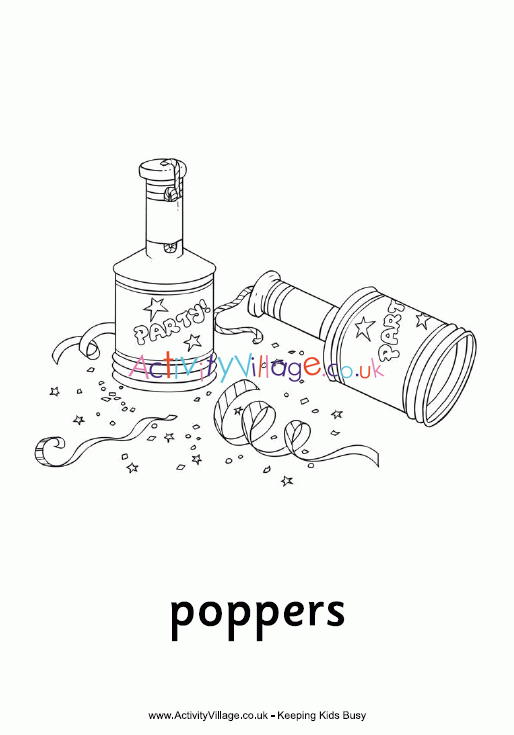 Party Poppers Colouring Page