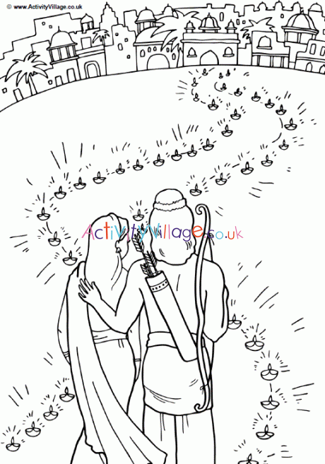 Path of lights colouring page