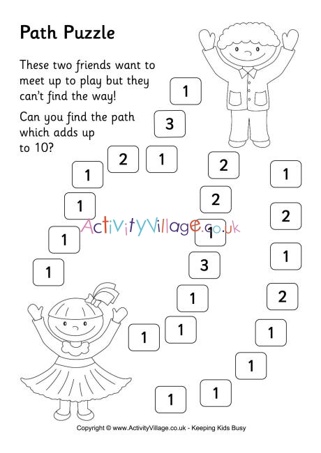 Path puzzle 1 - addition to 10