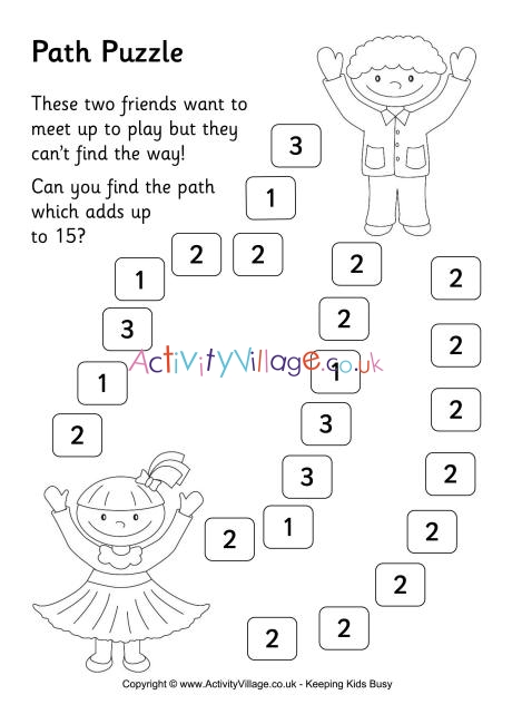Path puzzle 1 - addition to 15